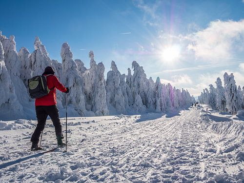 Sneeuwstorm op de Fichtelberg in het Ertsgebergte