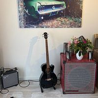 Klantfoto: Verlaten Ford Mustang in Garage. van Roman Robroek, op canvas