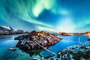Aurore boréale sur l'île de Senja, Norvège