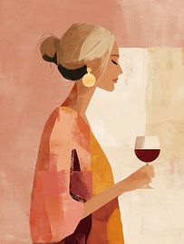 Moderne Frau mit Wein – Elegantes Lifestyle Design von Wolkenlos