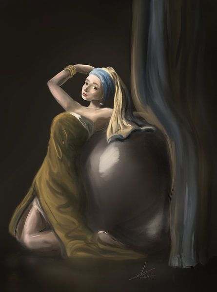 The girl with the biggest pearl of all by Emiel de Lange