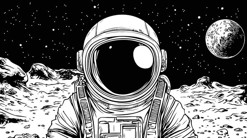 Astronaut on an unexplored celestial surface by Frank Heinz