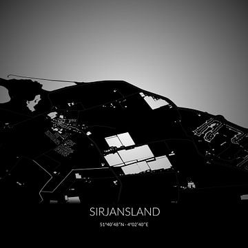 Black-and-white map of Sirjansland, Zeeland. by Rezona