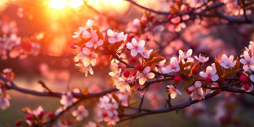 Blossom Under the Setting Sun by Vlindertuin-Art