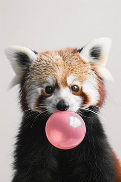Kleine Panda Blaast Een Roze Kauwgombal van Felix Brönnimann