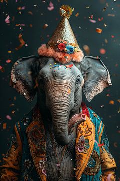 Grappige olifant viert verjaardag van Poster Art Shop