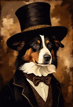 Border Collie Dog in Victorian Dress by MIROKKU