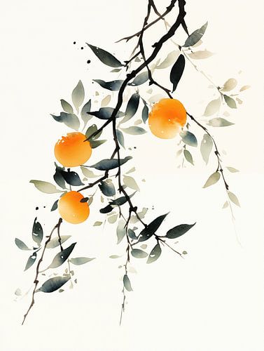 Minimalistische citrus aquarel