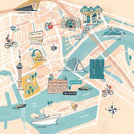 Carte illustrée de Rotterdam sur Karin van der Vegt