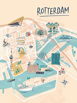 Rotterdam illustrated map by Karin van der Vegt