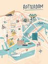 Rotterdam geïllustreerde plattegrond van Karin van der Vegt thumbnail