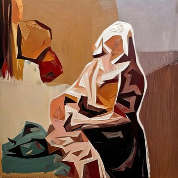 Abstracte Interpretatie van Het Melkmeisje van Joyce de Jong