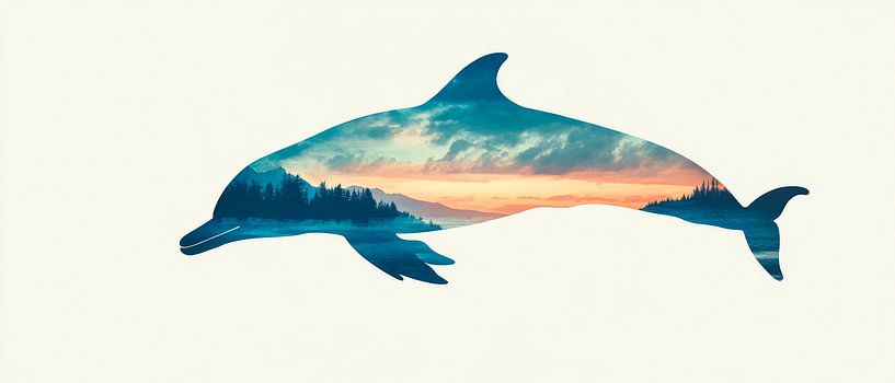 Natuur in de dolfijn van Poster Art Shop