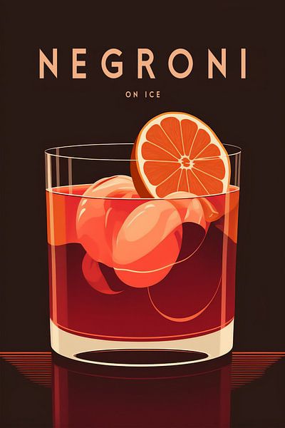 It's cocktail time! A negroni on ice like a vintage art deco poster by Roger VDB