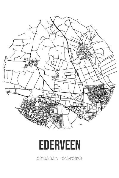 Ederveen (Gelderland) | Map | Black and white by Prints of Place