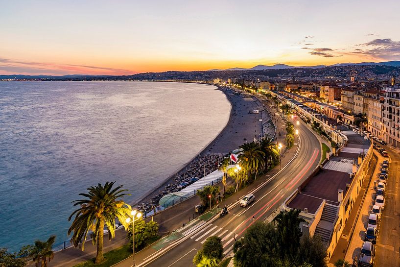 Promenade des Anglais in Nice in the evening by Werner Dieterich