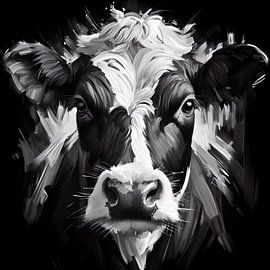 Portrait d'une vache curieuse sur Jessica Berendsen