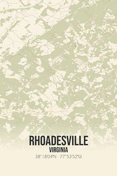 Vintage landkaart van Rhoadesville (Virginia), USA. van Rezona