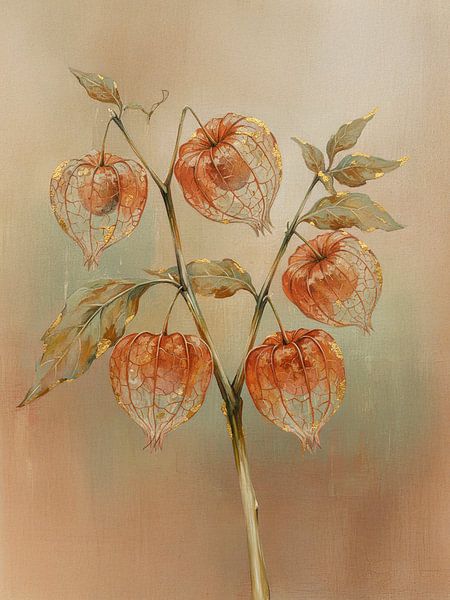 Verträumtes Herbstbild einer Lampionpflanze (Physalis) von Studio Pieternel