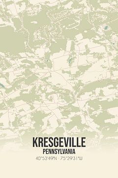 Vintage landkaart van Kresgeville (Pennsylvania), USA. van MijnStadsPoster