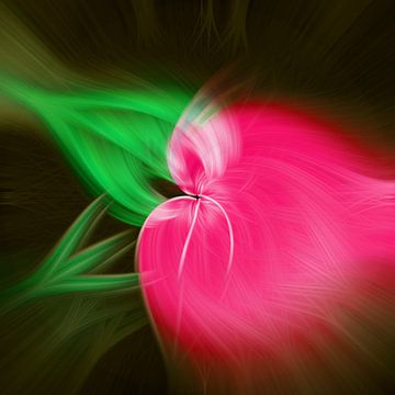 Flower of light. Abstract geometric colorful art in magenta and green by Dina Dankers