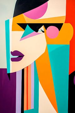 Kleurrijke dromen - Portret spel Geometrische elegantie - De mooiste van het land. van Poster Art Shop