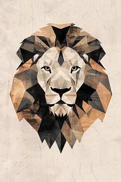 Lion abstrait en style géométrique Art déco sur De Muurdecoratie