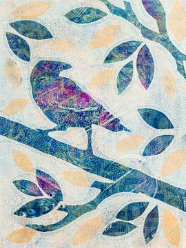 Abstracte vogel op tak van Lida Bruinen