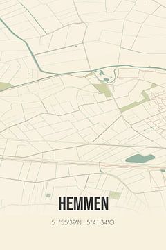 Vintage landkaart van Hemmen (Gelderland) van MijnStadsPoster