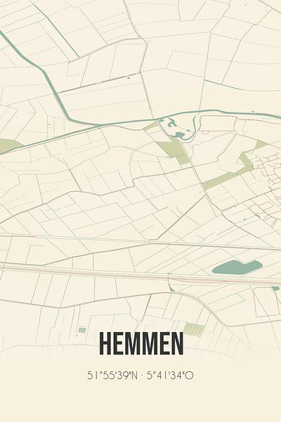 Vintage map of Hemmen (Gelderland) by Prints of Place