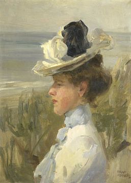 Young woman looking out to sea, Isaac Israels