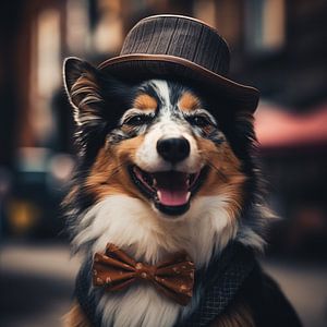 Un berger australien stylé en ville