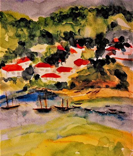 Village portugais au bord d'une rivière dans l'Algarve.