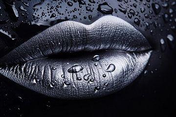 Zilveren lippen met waterdruppels van Art & Soul Creations