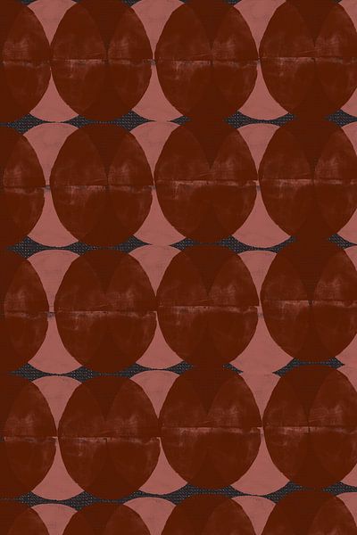 Geometrisches Retro-Muster. Kreise in rostigem Braun, Rosa und Dunkelgrau. von Dina Dankers