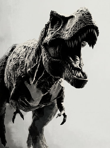 Black and White T-Rex Illustration