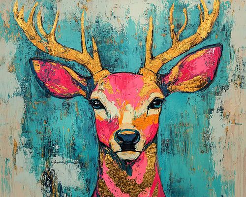 Summer Deer with Golden Antlers | Animal with Golden Antlers