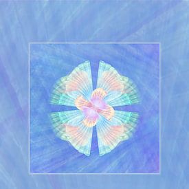 Ornament shell blue, turquoise and pink portrait format by Claudia Gründler