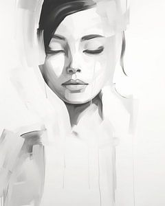 Modernes Porträt einer jungen Frau, Aquarell