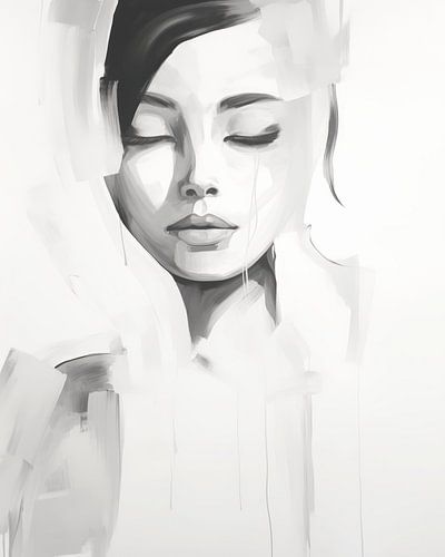 Portrait moderne d'une jeune femme, aquarelle