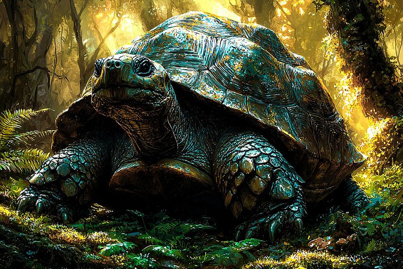 Realistische schildpad in bos van Imperial Art House