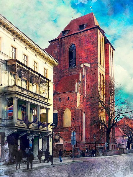 Toruń stad aquarel #Toruń van JBJart Justyna Jaszke