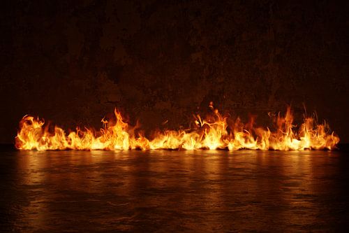 Un feu horizontal éclaire le sol grunge sur Besa Art