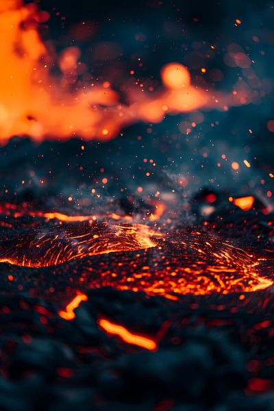 Abstracte Lava Stroom in Vuur en Vlam van Imperial Art House