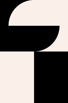 Zwart-wit minimalistische geometrische poster met cirkels 9 van Dina Dankers