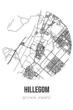 Hillegom (Zuid-Holland) | Landkaart | Zwart-wit van MijnStadsPoster