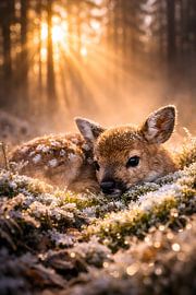 Goldenes Erwachen – Kitz im Morgentau von Isabel Grosser | Photography & Digital Art