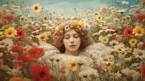 The girl in the flower meadow