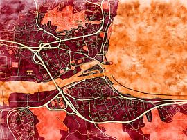 Map of Martigues with the style 'Amber Autumn' by Maporia