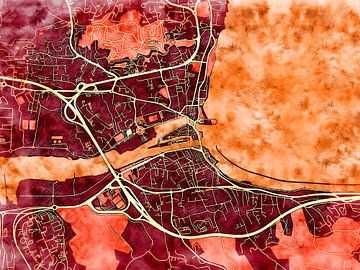 Kaart van Martigues in de stijl 'Amber Autumn' van Maporia